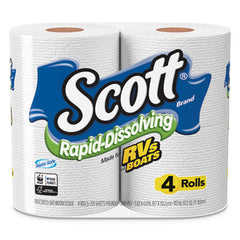 Scott® Rapid-Dissolving Toilet Paper, Bath Tissue, Bath Tissue, Septic Safe, 1-Ply, White, 231 Sheets/Roll, 4/Rolls/Pack, 12 Packs/Carton