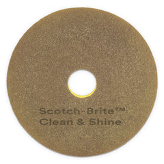 Scotch-Brite™ Clean & Shine Pad, 20" Diameter, Brown/Yellow, 5/Carton