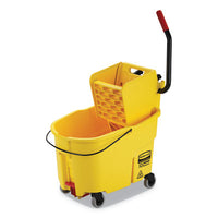 Rubbermaid® Commercial WaveBrake® 2.0 Bucket/Wringer Combos, Side-Press, 44 qt, Plastic, Yellow Buckets/Wringers-Mop Bucket Cart - Office Ready