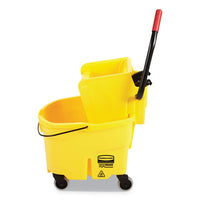 Rubbermaid® Commercial WaveBrake® 2.0 Bucket/Wringer Combos, Side-Press, 26 qt, Plastic, Yellow Buckets/Wringers-Mop Bucket Cart - Office Ready