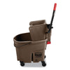Rubbermaid® Commercial WaveBrake® 2.0 Bucket/Wringer Combos, Side-Press, 35 qt, Plastic, Brown Mop Bucket Carts - Office Ready