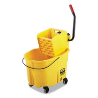 Rubbermaid® Commercial WaveBrake® 2.0 Bucket/Wringer Combos, Side-Press, 35 qt, Plastic, Yellow Buckets/Wringers-Mop Bucket Cart - Office Ready