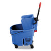 Rubbermaid® Commercial WaveBrake® 2.0 Bucket/Wringer Combos, Side-Press, 35 qt, Plastic, Blue Buckets/Wringers-Mop Bucket Cart - Office Ready