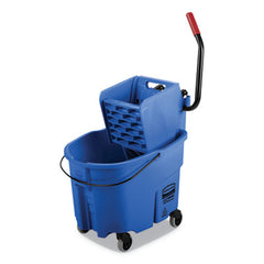 Rubbermaid® Commercial WaveBrake® 2.0 Bucket/Wringer Combos, Side-Press, 35 qt, Plastic, Blue