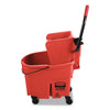 Rubbermaid® Commercial WaveBrake® 2.0 Bucket/Wringer Combos, Side-Press, 35 qt, Plastic, Red Mop Bucket Carts - Office Ready