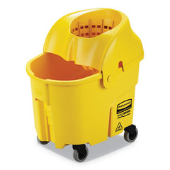 Rubbermaid® Commercial WaveBrake® 2.0 Bucket/Wringer Combos, Down-Press, 35 qt, Plastic, Yellow