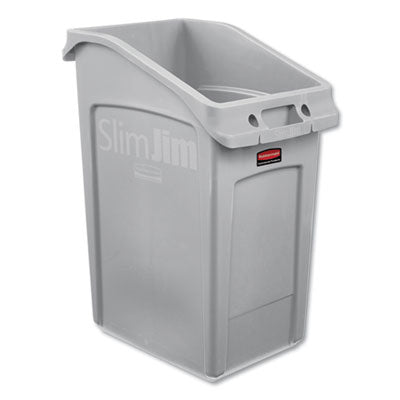 Rubbermaid® Commercial Slim Jim Under-Counter Container, 23 gal, Polyethylene, Gray Indoor All-Purpose Waste Bins - Office Ready