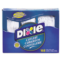 Dixie® Combo Pack, Tray with White Plastic Utensils, 56 Forks, 56 Knives, 56 Spoons Utensils-Disposable Dining Utensil Combo - Office Ready