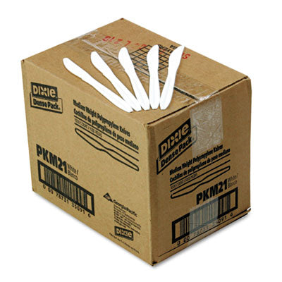 Dixie® Plastic Cutlery, Mediumweight Knives, White, 1,000/Carton Utensils-Disposable Knife - Office Ready