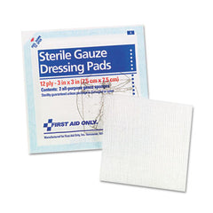 First Aid Only™ Gauze Pads, Sterile, 12-Ply, 3 x 3, 5 Dual-Pads/Pack