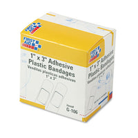 First Aid Only™ Adhesive Plastic Bandages, 1 x 3, 100/Box Bandages-Plastic Self-Adhesive Strip - Office Ready