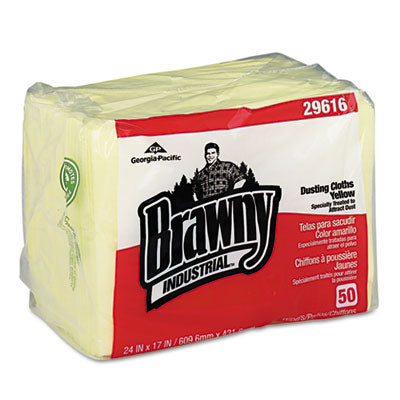 Brawny® Professional Dusting Cloths, 17 x 24, Yellow, 50/Pack, 4 Packs/Carton Towels & Wipes-Disposable Dry Wipe - Office Ready