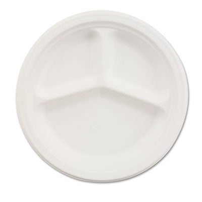 Chinet® Classic Paper Dinnerware, 3-Compartment Plate, 10.25