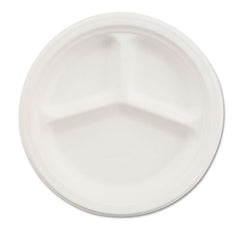 Chinet® Classic Paper Dinnerware, 3-Compartment Plate, 10.25" dia, White, 500/Carton