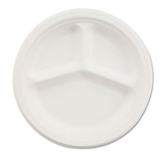 Chinet® Classic Paper Dinnerware, 3-Compartment Plate, 9.25" dia, White, 500/Carton