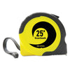 Boardwalk® Easy Grip Tape Measure, 25 ft, Plastic Case, Black and Yellow, 1/16" Graduations Tape Measures-Long Rule - Office Ready