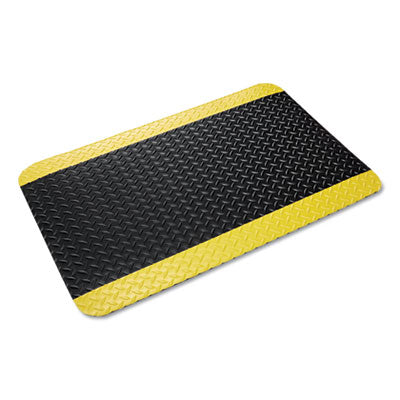 Crown Industrial Deck Plate Anti-Fatigue Mat, Vinyl, 36 x 60, Black/Yellow Border Mats-Anti-Fatigue Mat - Office Ready
