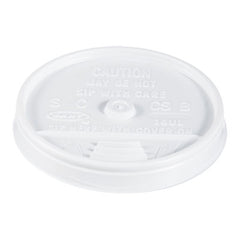 Dart® Plastic Lids for Cups, Fits 12 oz to 24 oz Hot/Cold Foam Cups, Sip-Thru Lid, White, 100/Pack, 10 Packs/Carton