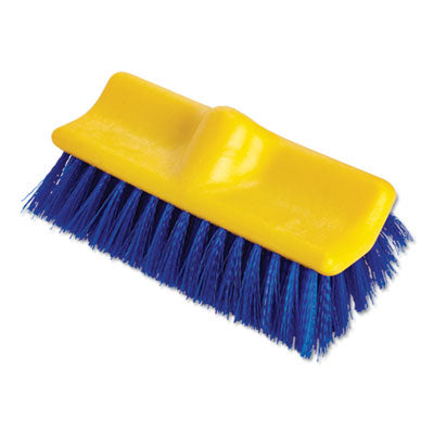 Rubbermaid® Commercial Bi-Level Deck Scrub Brush, Blue Polypropylene Bristles, 10