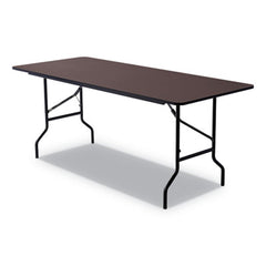 Iceberg OfficeWorks™ Classic Wood-Laminate Folding Table, Curved Legs, 72 x 30 x 29, Walnut