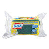 S.O.S® Heavy Duty Scrubber Sponge, 2.5 x 4.5, 0.9" Thick, Yellow/Green, 3/Pack, 8 Packs/Carton Sponges-Scrub Sponge - Office Ready