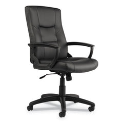 Alera® YR Series Executive High-Back Swivel/Tilt Bonded Leather Chair, Supports 275 lb, 17.71" to 21.65" Seat Height, Black