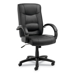 Alera® Strada Series High-Back Swivel/Tilt Top-Grain Leather Chair, Supports Up to 275 lb, 17.91" to 21.85" Seat Height, Black