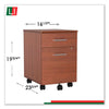 Linea Italia® Trento Line Mobile Pedestal File, Left or Right, 2-Drawers: Box/File, Legal/Letter, Cherry, 16.5" x 19.75" x 23.63" File Cabinets-Vertical Pedestal - Office Ready