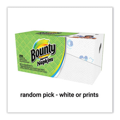 Bounty® Quilted Napkins®, 1-Ply, 12 1/10 x 12, Assorted - Print or White, 200/Pack Luncheon Napkins - Office Ready