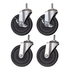 Alera® Optional Casters For Wire Shelving, 200 lbs/Caster, Gray/Black, 4/Set
