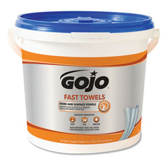GOJO® FAST TOWELS® Hand Cleaning Towels, 9 x 10, Fresh Citrus, Blue, 225/Bucket, 2 Buckets/Carton