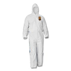 KleenGuard™ A35 Liquid & Particle Protection Coveralls, Zipper Front, Hooded, Elastic Wrists and Ankles, Large, White, 25/Carton