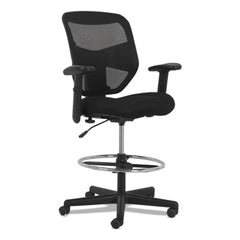 HON® Prominent™ High-Back Task Stool, Supports Up to 250 lb, 21" to 28.1" Seat Height, Black