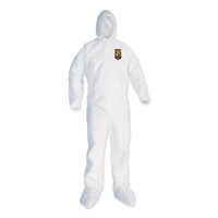 KleenGuard™ A35 Liquid & Particle Protection Coveralls, Zipper Front, Hooded, Elastic Wrists and Ankles, 2X-Large, White, 25/Carton Apparel-Coverall - Office Ready