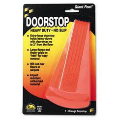 Master Caster® Giant Foot® Doorstop, No-Slip Rubber Wedge, 3.5w x 6.75d x 2h, Safety Orange