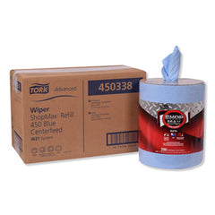 Tork® Advanced ShopMax Wiper 450, Centerfeed Refill, 9.9x13.1, Blue, 200/Roll, 2 Rolls/Carton