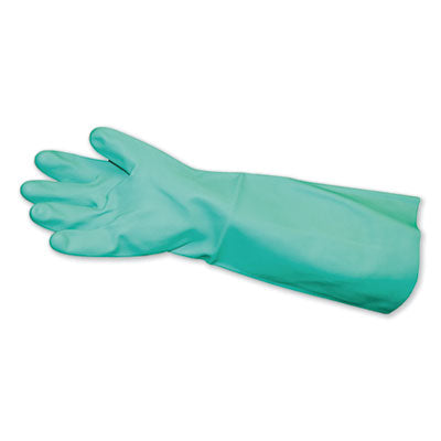 Impact® Long-Sleeve Unlined Nitrile Gloves, Powder-Free, Green, Medium, 12 Pair/Carton Gloves-Exam, Nitrile - Office Ready