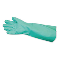 Impact® Long-Sleeve Unlined Nitrile Gloves, Powder-Free, Green, Medium, 12 Pair/Carton Gloves-Exam, Nitrile - Office Ready