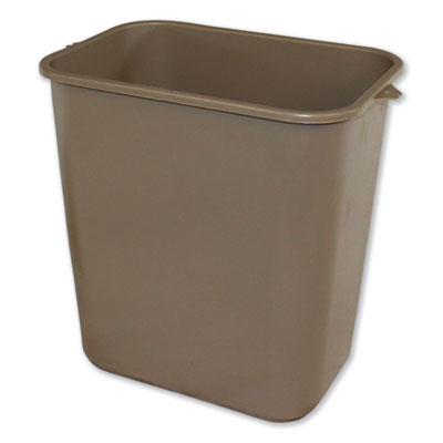 Impact® Soft-Sided Wastebasket, Rectangular, Polyethylene, 28 qt, Beige Waste Receptacles-Deskside All-Purpose Wastebaskets - Office Ready