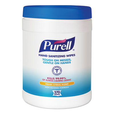 PURELL® Hand Sanitizing Wipes, 6 x 6 3/4, White, 270 Wipes/Canister Towels & Wipes-Hand/Body Wet Wipe - Office Ready