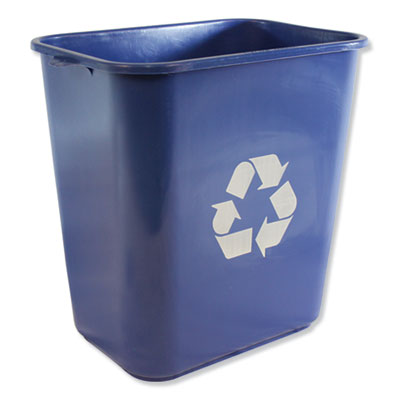 Impact® Soft-Sided Recycle Logo Plastic Wastebasket, 28 qt, Polyethylene, Blue Indoor Recycling Bins - Office Ready