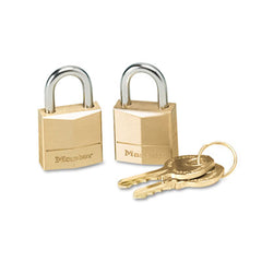Master Lock® Twin Brass 3-Pin Tumbler Lock, 3/4" Wide, 2 Locks and 2 Keys, 2/Pack