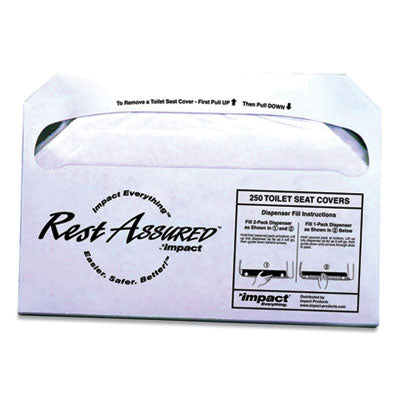 Impact® Rest Assured™ Seat Covers, 14.25 x 16.85, White, 250/Pack, 20 Packs/Carton Standard Toilet Seat Covers - Office Ready