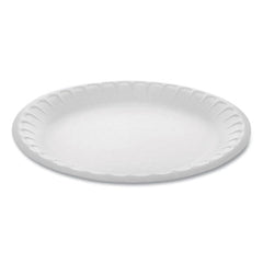 Pactiv Evergreen Unlaminated Foam Dinnerware, Plate, 9" dia, White, 500/Carton
