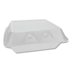 Pactiv Evergreen SmartLock® Vented Foam Hinged Lid Containers, 3-Compartment, 9 x 9.25 x 3.25, White, 150/Carton