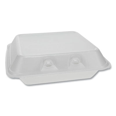 Pactiv Evergreen SmartLock® Foam Hinged Containers, Small, 7.5 x 8 x 2.63, White, 150/Carton Food Containers-Takeout Clamshell, Foam - Office Ready
