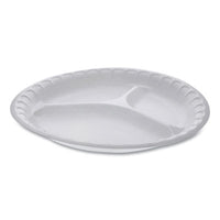 Pactiv Evergreen Unlaminated Foam Dinnerware, 3-Compartment Plate, 10.25