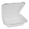 Pactiv Evergreen Foam Hinged Lid Containers, Dual Tab Lock Economy, 8.42 x 8.15 x 3, White, 150/Carton Food Containers-Takeout Clamshell, Foam - Office Ready