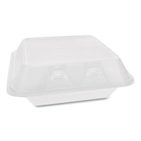 Pactiv Evergreen SmartLock® Foam Hinged Containers, Medium, 3-Compartment, 8 x 8.5 x 3, White, 150/Carton Food Containers-Takeout Clamshell, Foam - Office Ready