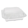 Pactiv Evergreen Foam Hinged Lid Containers, Dual Tab Lock Economy, 8.42 x 8.15 x 3, White, 150/Carton Food Containers-Takeout Clamshell, Foam - Office Ready